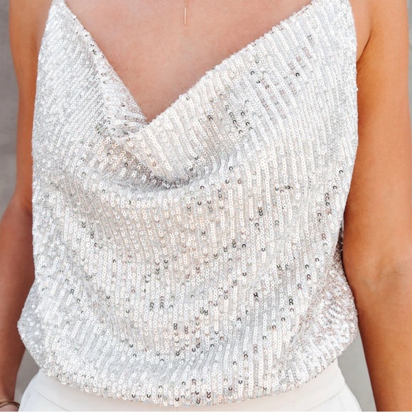VICI | Trendsetting Diva Sequin Cowl Neck Top - Picture 8 of 8